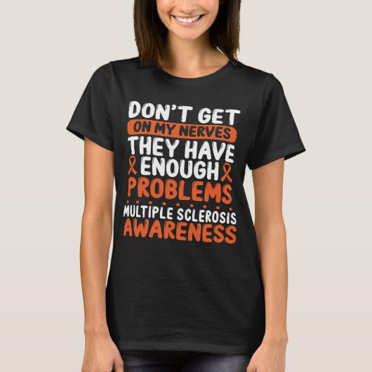 Multiple Sclerosis Ribbon Orange MS Awareness Day T-shirt (Voorkant)