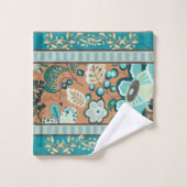 Multiples Motifs, Turquoise, Vert, Rouille, Or, Fl (Gant de toilette)
