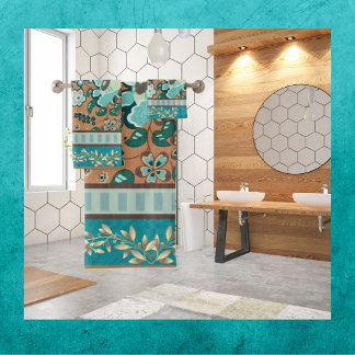 Multiples Motifs, Turquoise, Vert, Rouille, Or, Fl