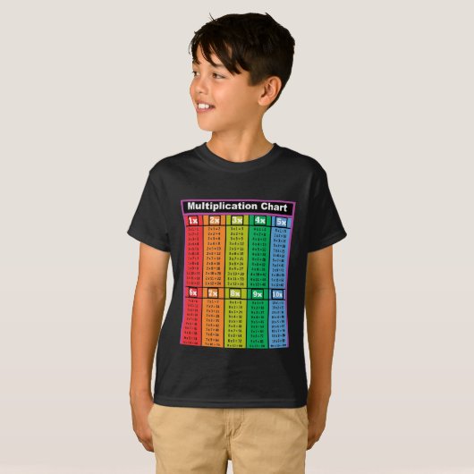 Multiplicatietabellen Times 1 tot 10 Kinder T-Shir T-shirt (Voorkant volledig)