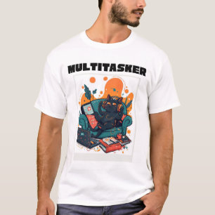 Multitasker Kat - Grappige Luie Game Kat T-shirt