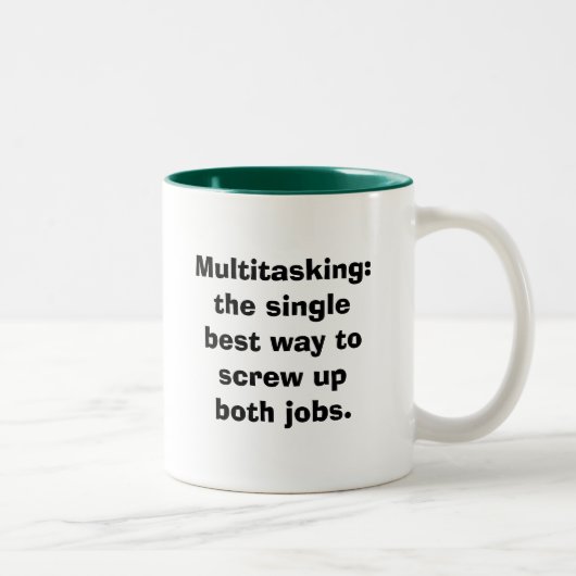 Multitasking: de beste manier om te verknallen... tweekleurige koffiemok (Rechts)
