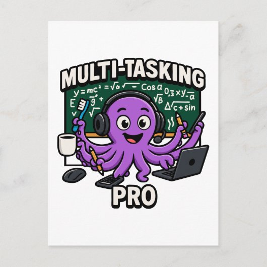 Multitasking Octopus Classroom Learner Pro Feestdagenkaart (Voorkant)