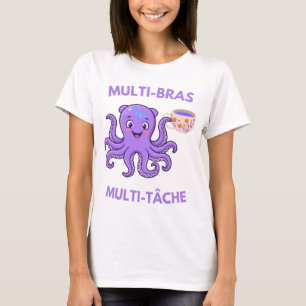 Multitasking Octopus met Koffie – Humor T-shirt