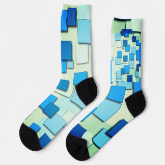Multitinten van blauw vierkant geometrisch ontwerp sokken