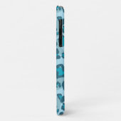 Multitone blauwe luipaard dierenprint en monogram Case-Mate iPhone case (Achterkant/links)
