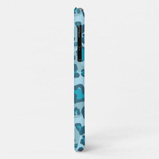 Multitone blauwe luipaard dierenprint en monogram Case-Mate iPhone case (Achterkant/links)