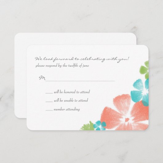 Multitropische Waterverf bloemen RSVP (Voorkant / Achterkant)