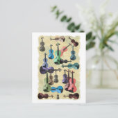 Multiverkleurd Violin Wallpaper Briefkaart (Staand voorkant)