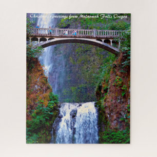 Multnomah Falls Oregon. Kerstgroeten Legpuzzel