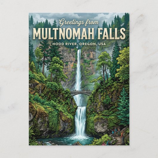 Multnomah Falls VS Briefkaart (Voorkant)