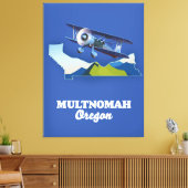 Multnomah Oregon-reiskaart Canvas Afdruk (Insitu (Woonkamer))