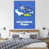 Multnomah Oregon-reiskaart Canvas Afdruk (Insitu (Slaapkamer))