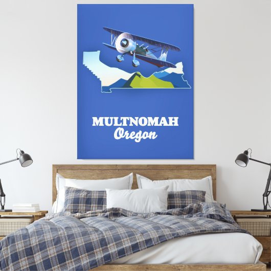 Multnomah Oregon-reiskaart Canvas Afdruk (Insitu (Slaapkamer))
