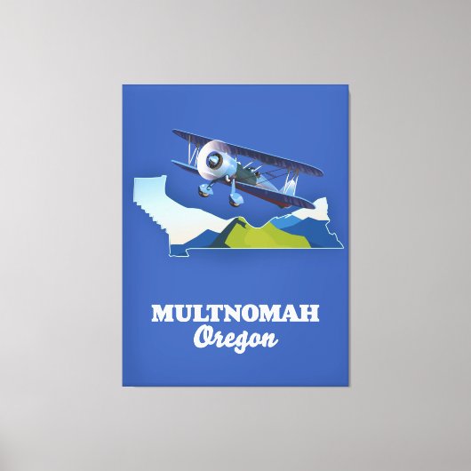 Multnomah Oregon-reiskaart Canvas Afdruk (Voorkant)