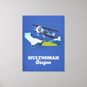 Multnomah Oregon reisplattegrond Canvas Afdruk