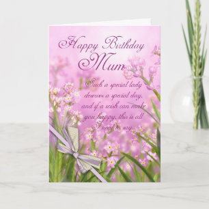 Mum Birthday Kaart - Roze Vrouwelijke Bloemen Met