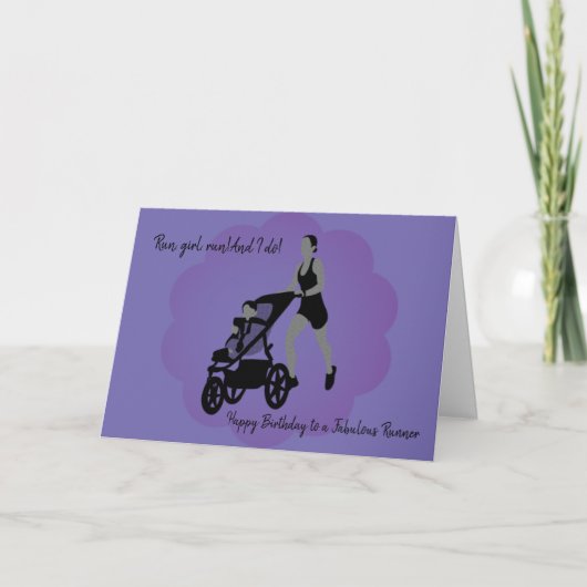 Mum Buggy Runner Birthday Card Kaart (Voorkant)