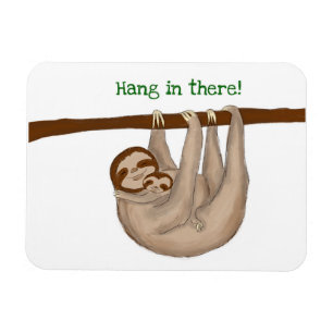 Mum en baby sloth 'hang in daar' koelkast magnet magneet