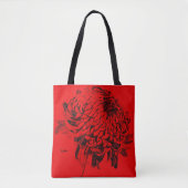 Mum Flower Line Tekening Red Grey Black Tas (Voorkant)
