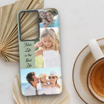 Mum Life is the Best Life 3 Photo Collage Green<br><div class="desc">Boîtier photo personnalisé avec collage photo en utilisant 3 de vos photos préférées. La citation de maman dit "la vie de maman est la meilleure vie" que vous pouvez modifier si vous le souhaitez. Le modèle a été conçu pour s'adapter au coque Samsung Galaxy S21 Plus - si vous choisissez...</div>