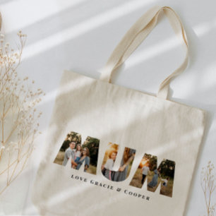 Mum multi foto beste elegante eenvoudige typografi tote bag