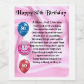 Mum Poem Étiquette bouteille de vin - 80e annivers (Étiquettes simples)