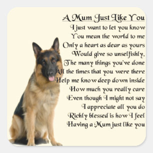 Mum Poem - German Shepherd Design Vierkante Sticker