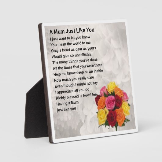 Mum Poem Plaque - Fleurs Design (Recto)