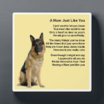 Mum Poem Plaque - German Shepherd Dog Design<br><div class="desc">A great gift for a special mum who likes German Shepherd dogs.</div>