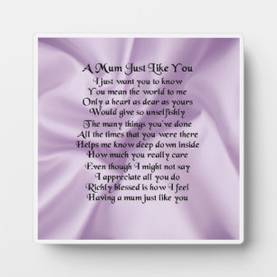 Mum Poem Plaque - Lila Fotoplaat