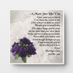 Mum Poem Plaque - Paarse Rozen ontwerpen Fotoplaat