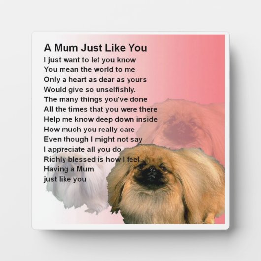 Mum Poem Plaque - Pekingese Dog Design Fotoplaat (Voorkant)