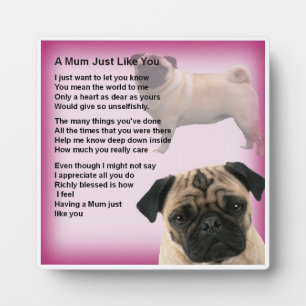Mum Poem Plaque - Pug Design Fotoplaat