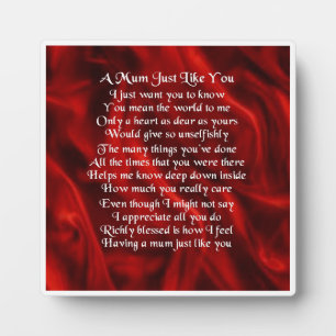 Mum Poem Plaque - Rood zijdeontwerp Fotoplaat