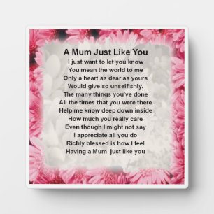 Mum Poem Plaque - Roze Floral Design Fotoplaat