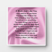 Mum Poem Plaque - Roze zijderijontwerp Fotoplaat (Voorkant)