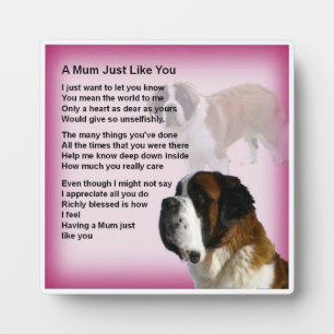 Mum Poem Plaque - St Bernard Dog Design Fotoplaat