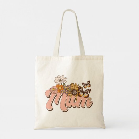 Mum Retro Floral Tote Bag (Achterkant)