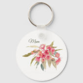 Mum Roze Bloemen Aquarel Moederdag Keepsake Sleutelhanger (Voorkant)