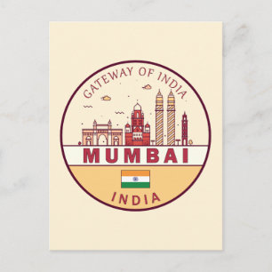 Mumbai India City Skyline Embleem Briefkaart