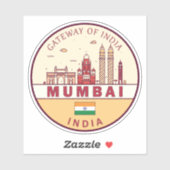 Mumbai India City Skyline Embleem Sticker (Vel)