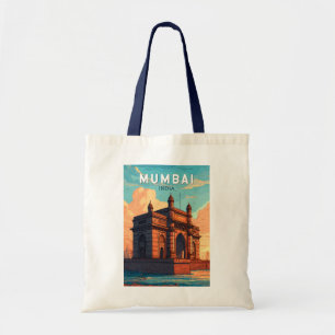 Mumbai India Illustration Travel Art Vintage Tote Bag