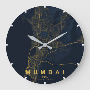 Mumbai India Stadkaart Minimalistisch Grote Klok