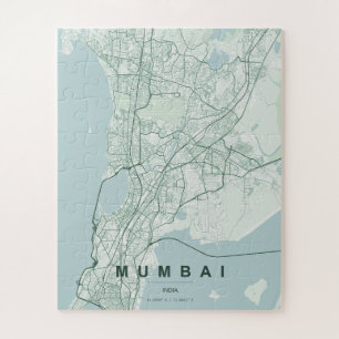 Mumbai India Stadsplattegrond Minimalistisch Ontwe Legpuzzel