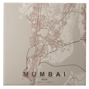 Mumbai India Stadsplattegrond Minimalistisch Ontwe Tegeltje