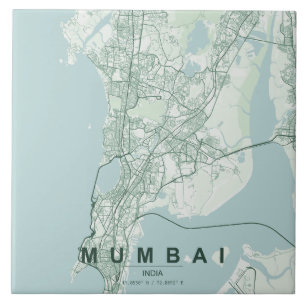 Mumbai India Stadsplattegrond Minimalistisch Ontwe Tegeltje