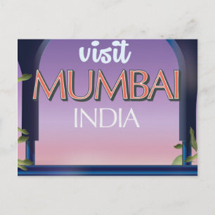 Mumbai India vintage stijl reisposter Briefkaart
