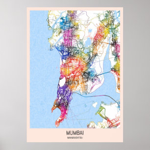 Mumbai Maharashtra Stadsplattegrond Poster