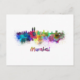 Mumbai skyline in waterverf briefkaart